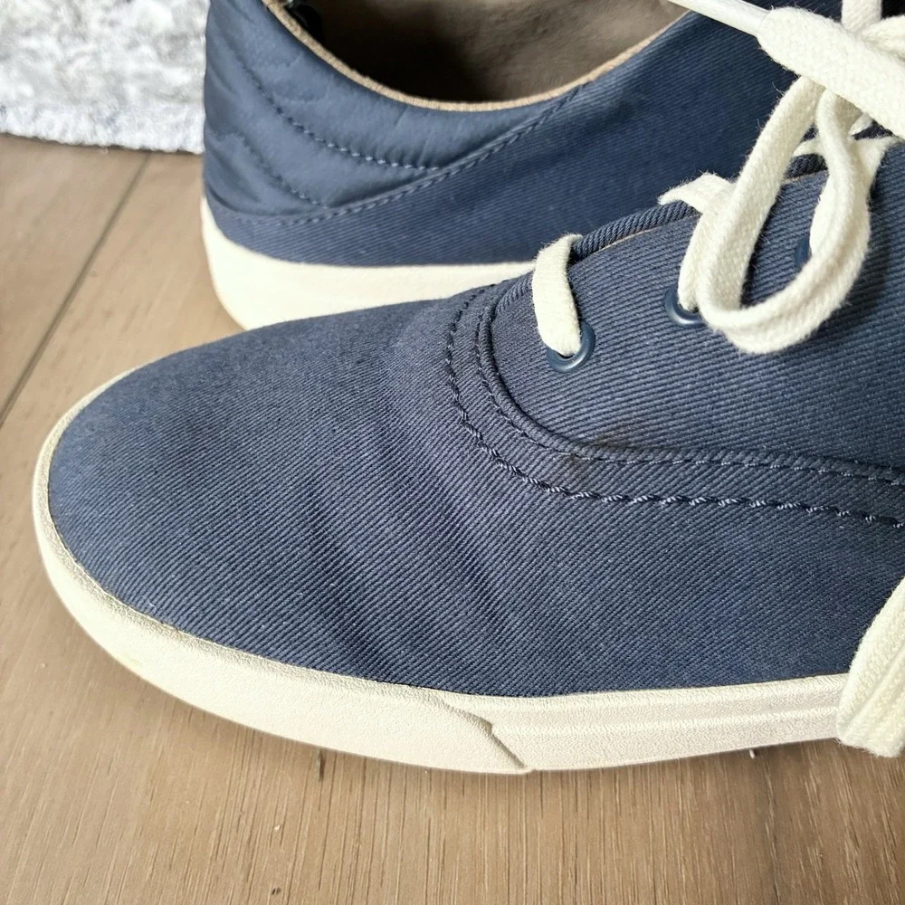 OluKai Kohu Canvas Casual Slip On Lace Up Boat Sneakers Navy Blue Womens 11